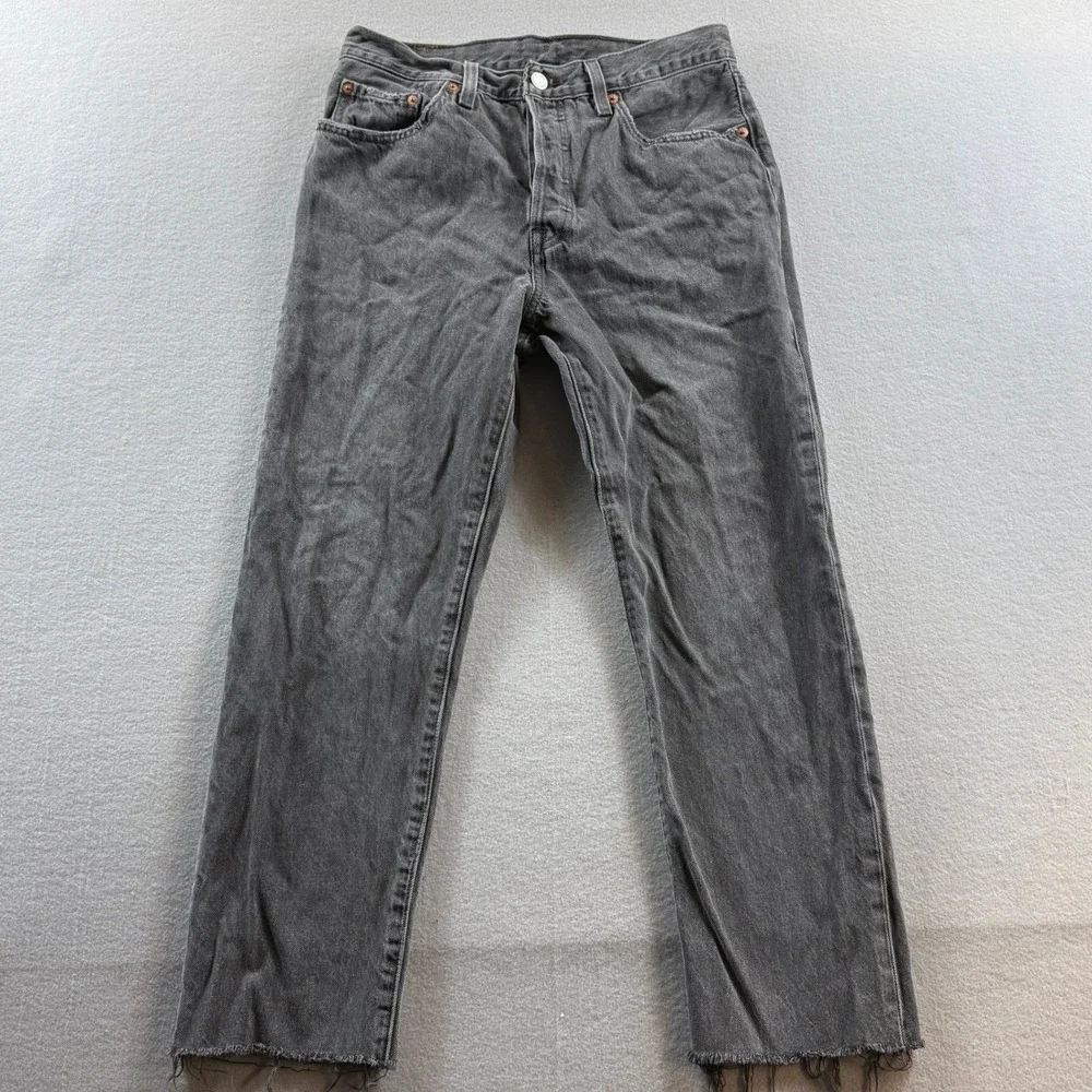 Levi Strauss & Co 501 Jeans Men 34 Grey Raw Hem Straight Leg 29x25
